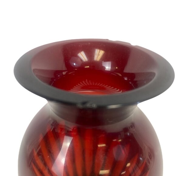 Vintage Crystal Ruby Red Cut to Clear Bud Vase Home Decor 1940's 5" Tall - Picture 7 of 7